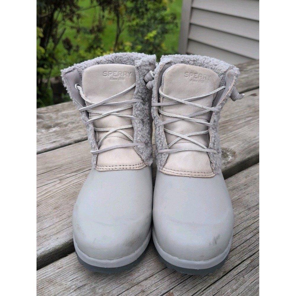 Sperry Maritime Repel Snow Boot Grey STS87892 Women US 9 Thinsulate 200g Zip GUC